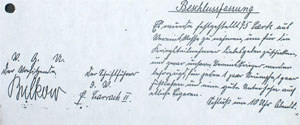 Protokoll: Beschlussfassung 06. Oktober 1914