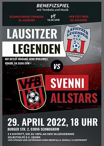 Benefizspiel am 29. April 2022 in Schmogrow: Lausitzer Legenden vs. VfB Cottbus